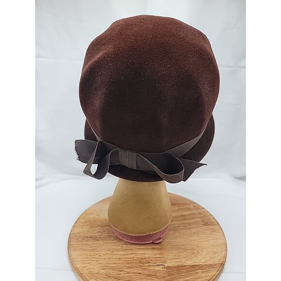 Womens Vintage Peachbloom Velour Hat Merimac Body Imported Fur Brown Sz M - Picture 2 of 10